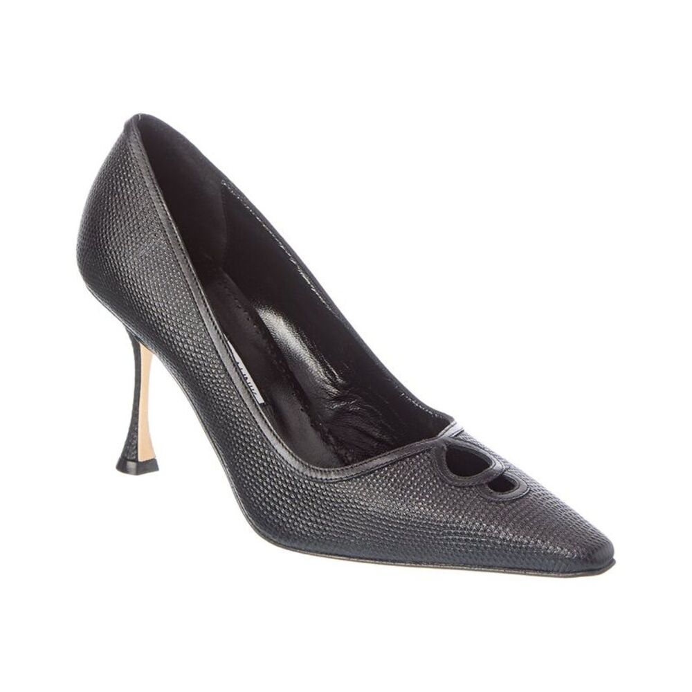 Manolo Blahnik Berry 90 Leather Pump, Black